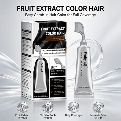 🍇Fruit Extract Hair Dye Comb/ Hair Dye Cream Portable Home Use, Gentle Plant-Based Hair Dye, Reusable No Mix Hair Color✨