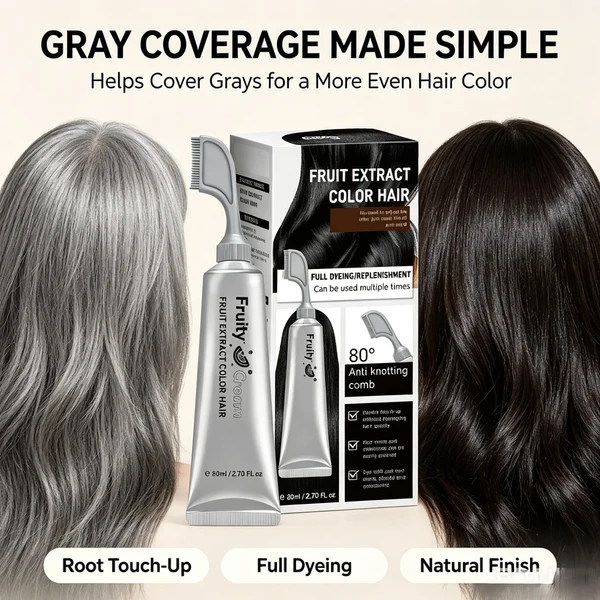 🍇Fruit Extract Hair Dye Comb/ Hair Dye Cream Portable Home Use, Gentle Plant-Based Hair Dye, Reusable No Mix Hair Color✨