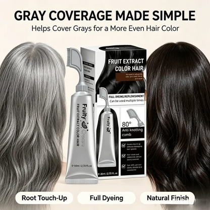🍇Fruit Extract Hair Dye Comb/ Hair Dye Cream Portable Home Use, Gentle Plant-Based Hair Dye, Reusable No Mix Hair Color✨