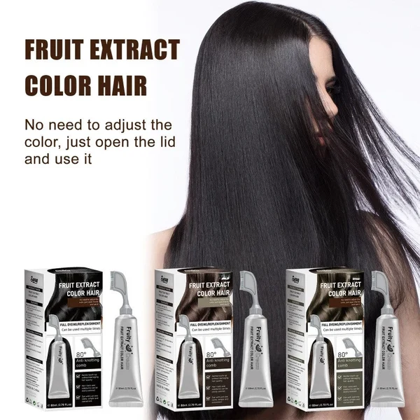 🍇Fruit Extract Hair Dye Comb/ Hair Dye Cream Portable Home Use, Gentle Plant-Based Hair Dye, Reusable No Mix Hair Color✨
